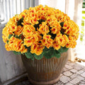 Hananona Artificial Geranium Flowers for Outdoors Geranium Silk Flowers Outdoor UV Resistant Garden Plants Faux Flowers for Home Kitchen Table Centerpieces Decor (12, Yellow) (12 Pcs)