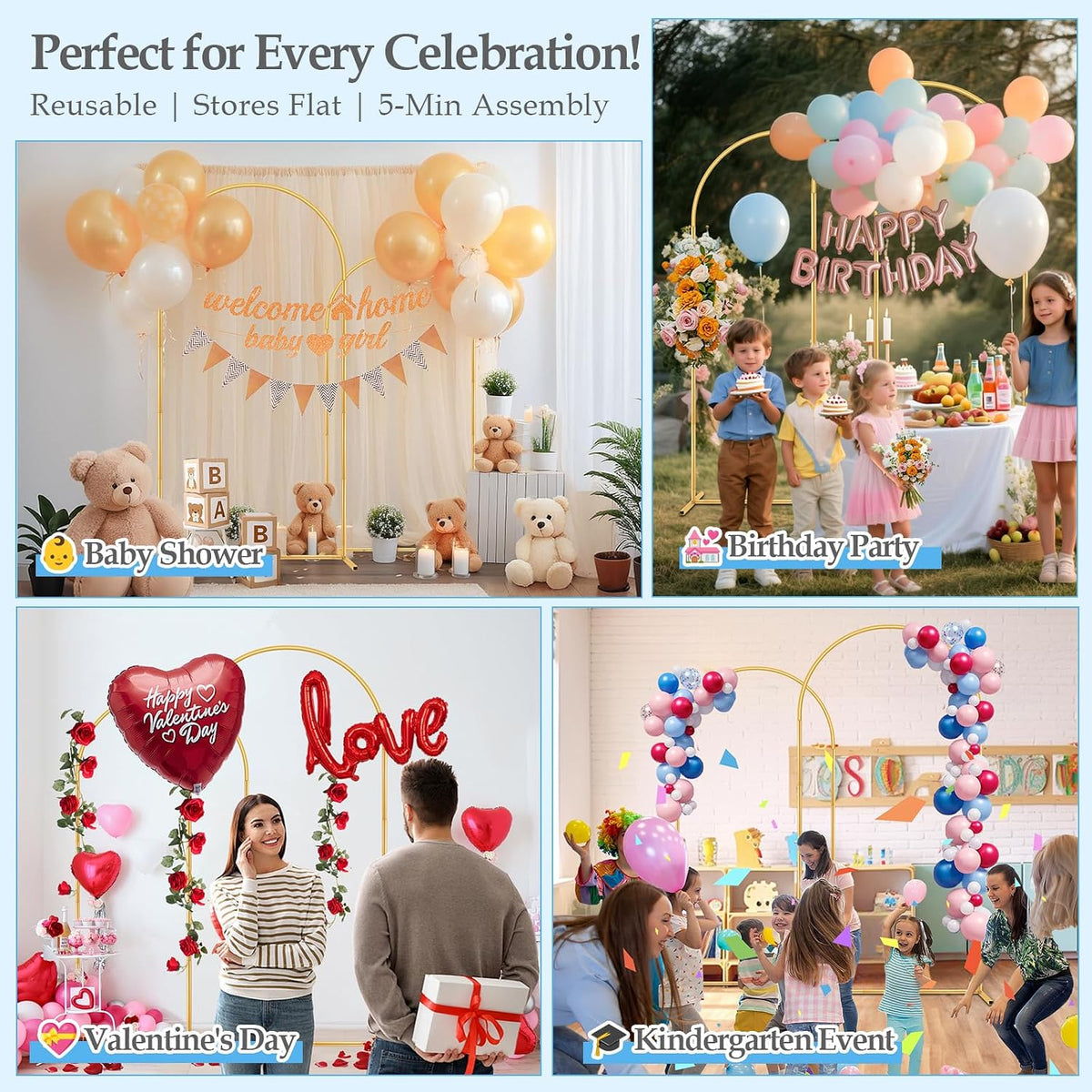 7.2FT 6FT Arch Backdrop Stand, Wedding Arch with Base Set of 2 for Birthday