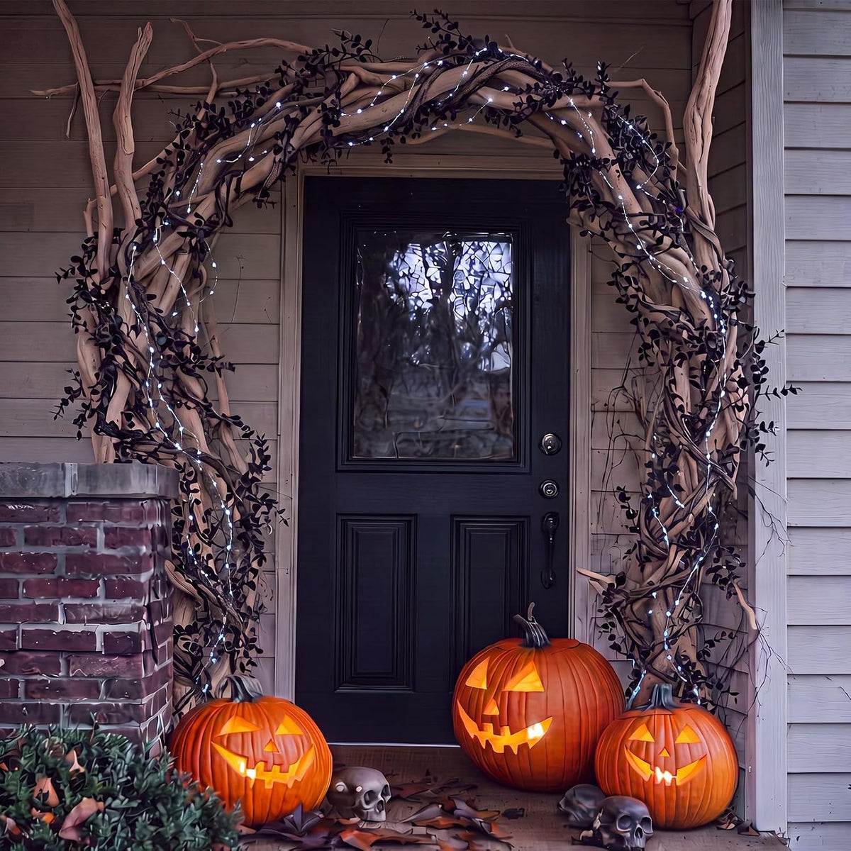 Bucherry 36 Pcs 3D Halloween Tree Decoration Black Willow Vine Twig Garland