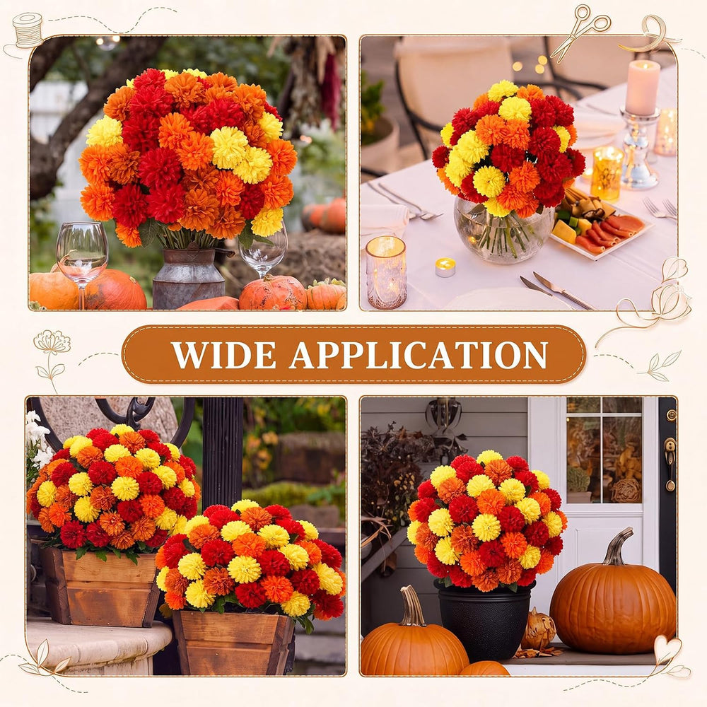 Norme 24 Pcs Artificial Fall Flowers for Outdoors 25.6 Inch Fake Mums