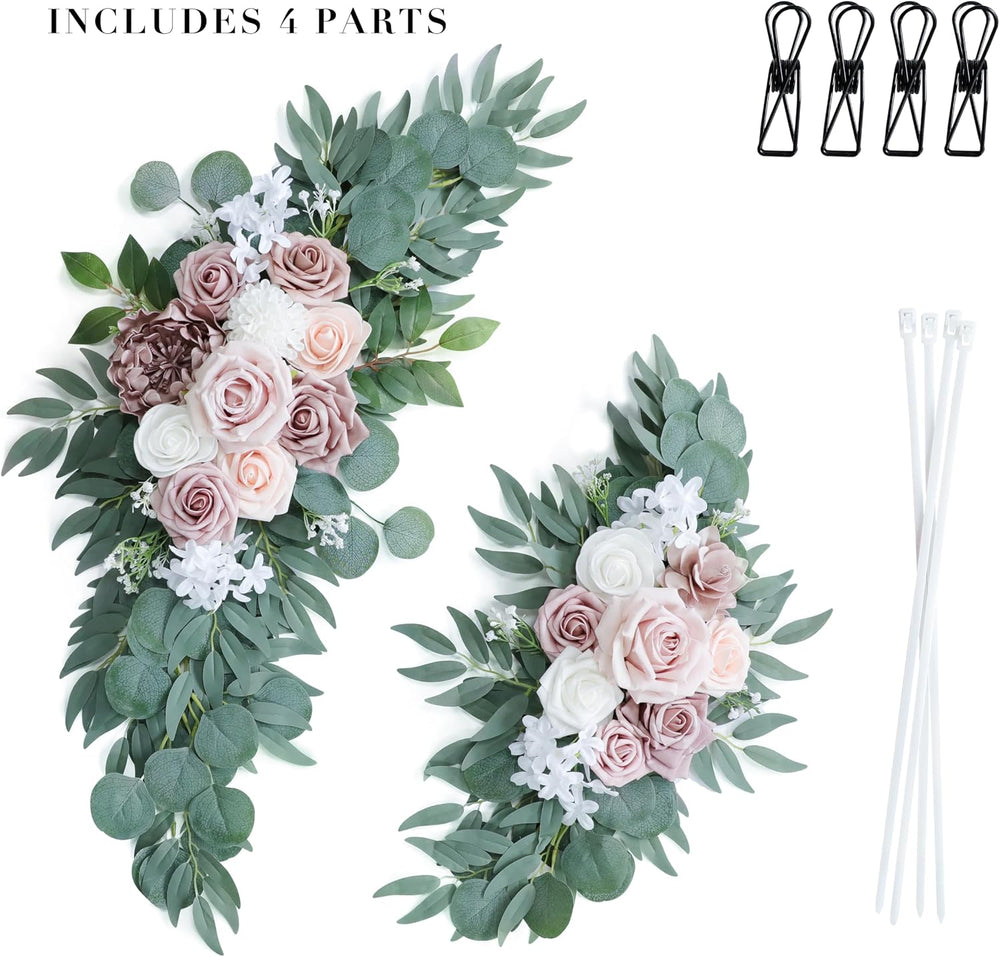 Artificial Dusty Rose Wedding Arch Flower Floral Swags Set of 2