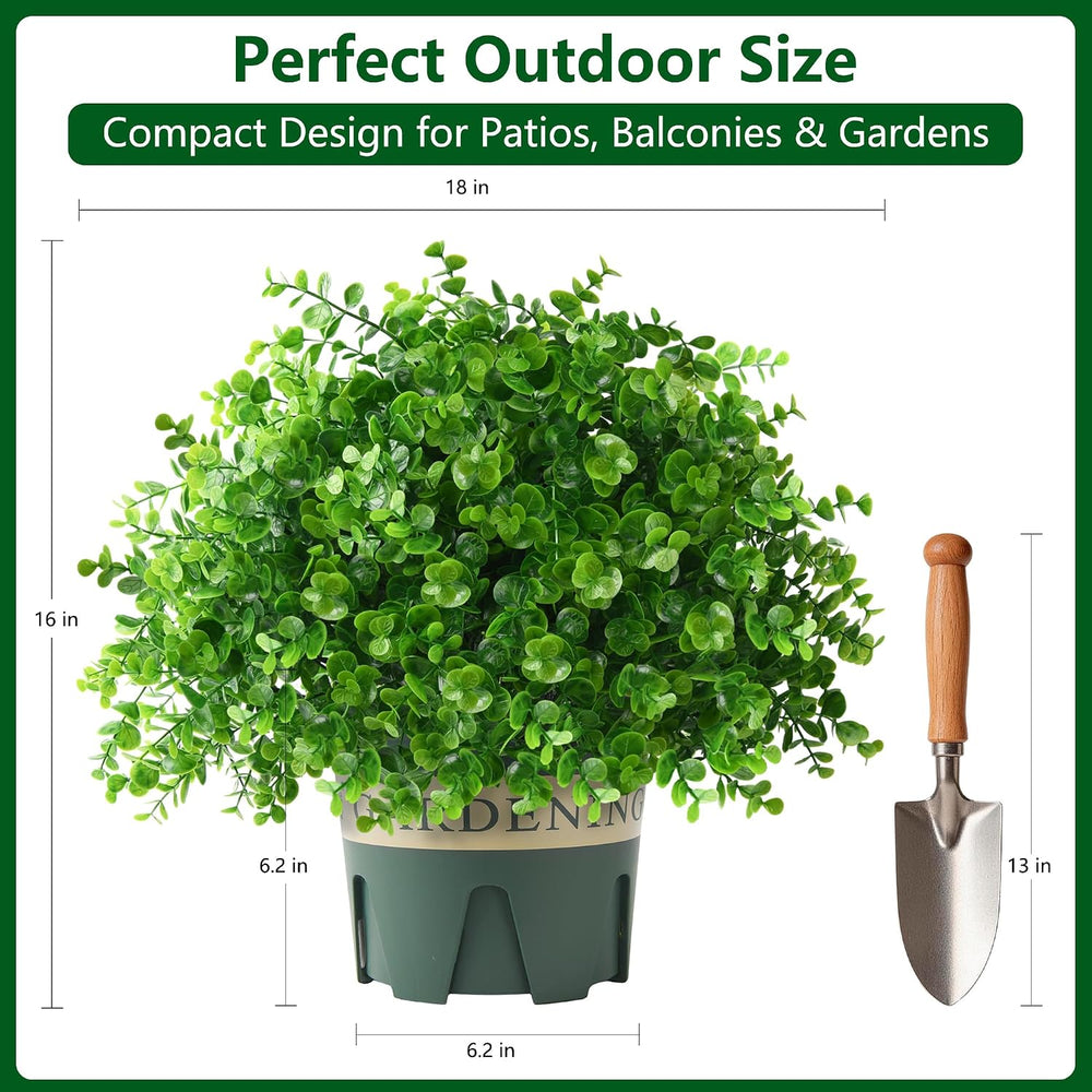 Fake Plants Artificial Boxwood Topiary, 2 Pack Artificial Plants Outdoor with...