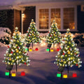 Mini Christmas Tree Solar Lights, Outdoor Decorations, 4 Pack