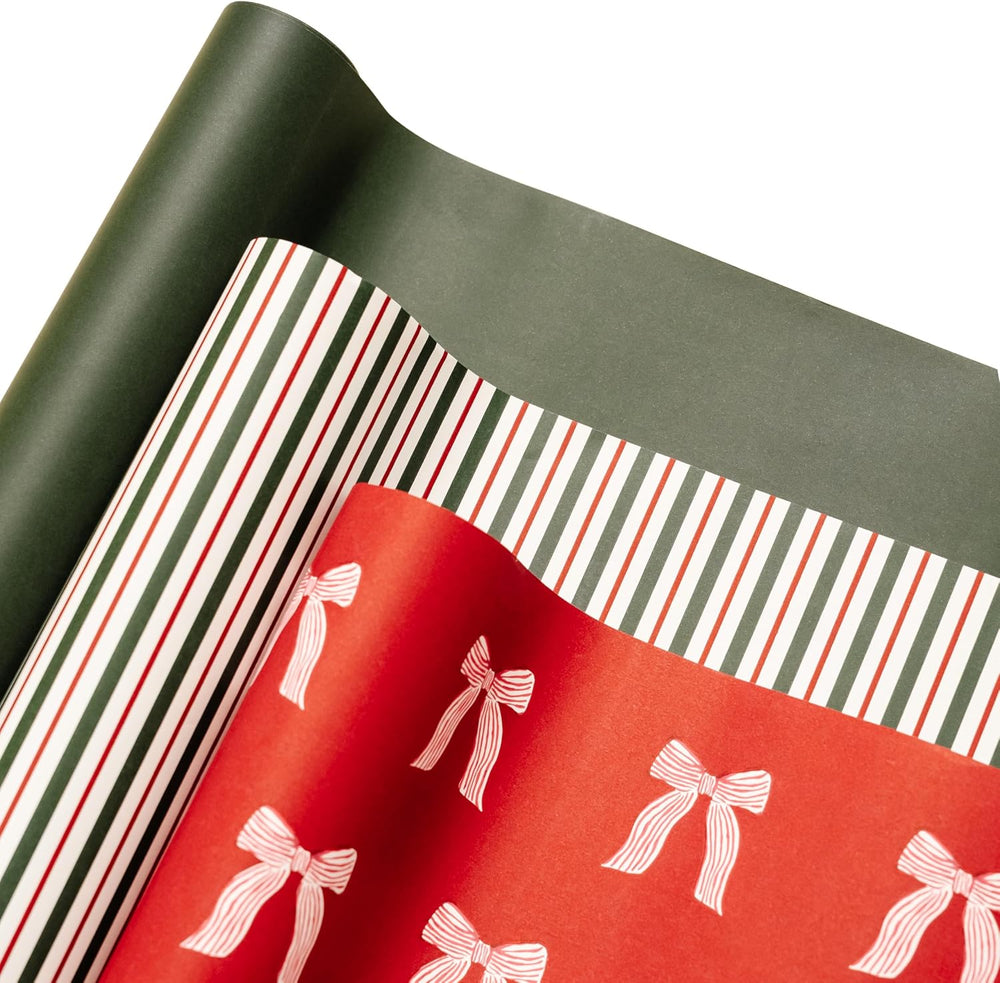 Merry Market Christmas Wrapping Paper Rolls, Premium Matte Gift Wrap, 30” x 1...