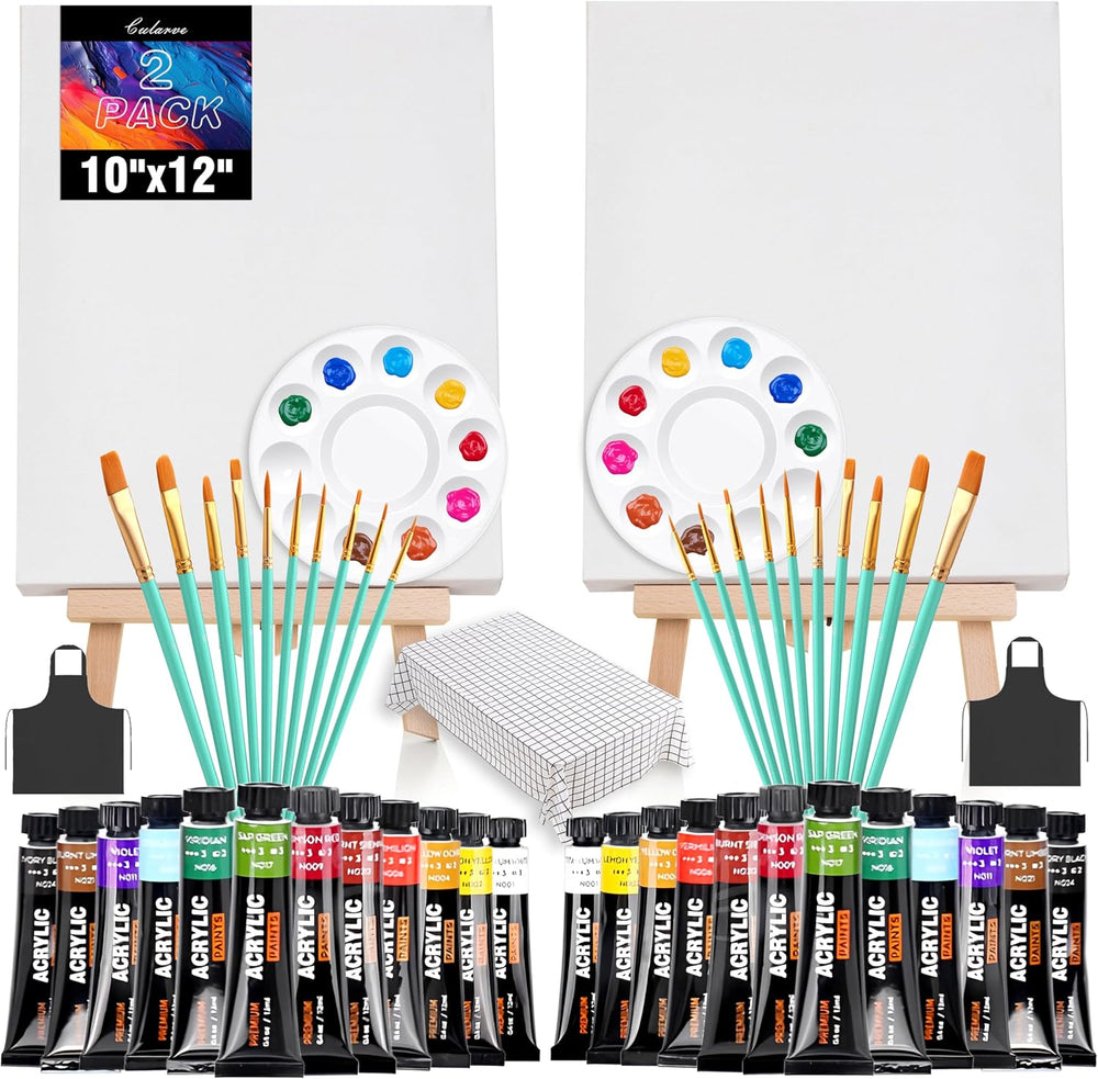 2 Pack Sip and Paint Kit for Adults, 10x12 Canvas Date Night