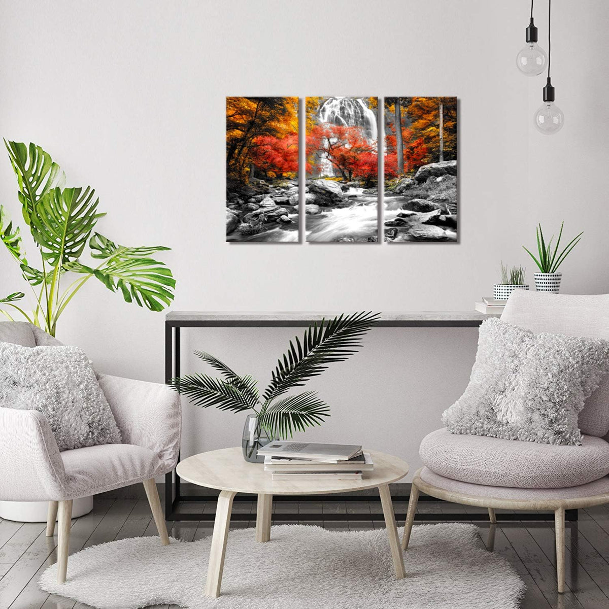 visual art decor 3 pieces black white red, side view