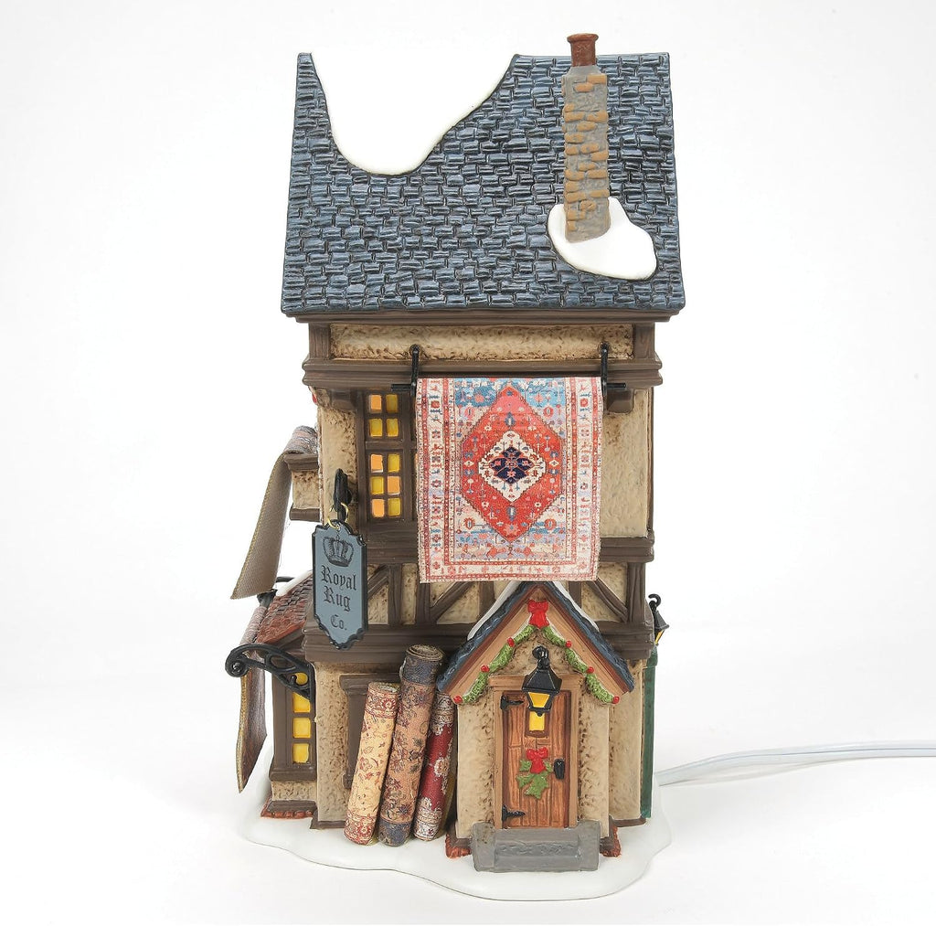 Department 56 Dickens Village Kingsford Rug Merchant Shop Light Up Building, 8.46 Inch, Multicolor