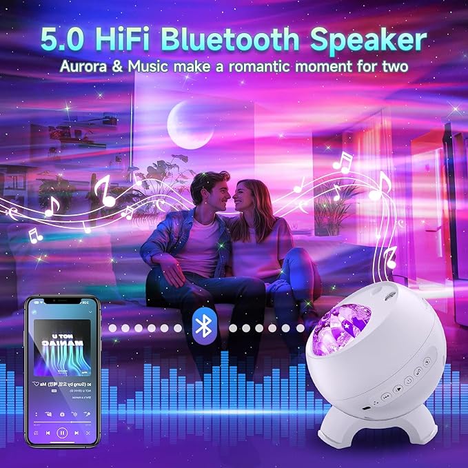 Northern Lights Projector,180 Lighting Modes Galaxy Projector for Bedroom,15 White Noise&Bluetooth Galaxy Projector for Bedroom,Remote+Timer Moon Star Projector Galaxy Light Projector,Christmas Gifts