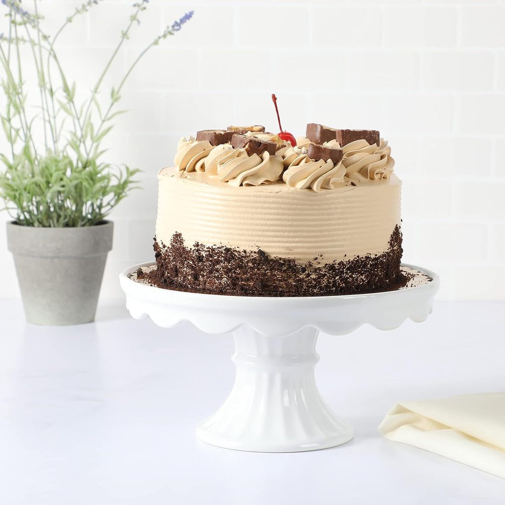 Martha Stewart Patterson 10" Round White Stoneware Pedestal Cake Stand, ...