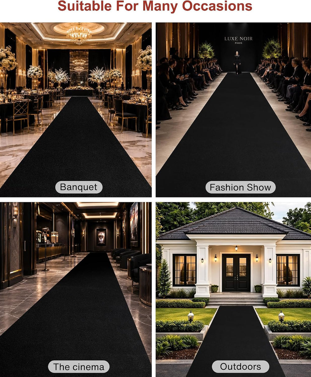 450GSM Extra Thick Black Carpet Runner for Party & Events, 3ft x 30ft