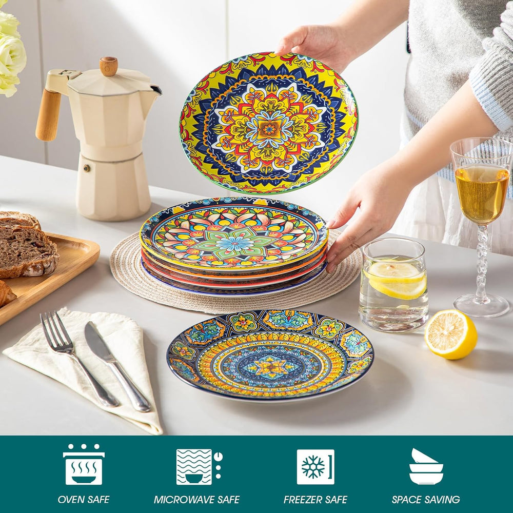 vancasso Colorful Dessert Plates Set of 6, 8.5 Inch Ceramic Salad Plates