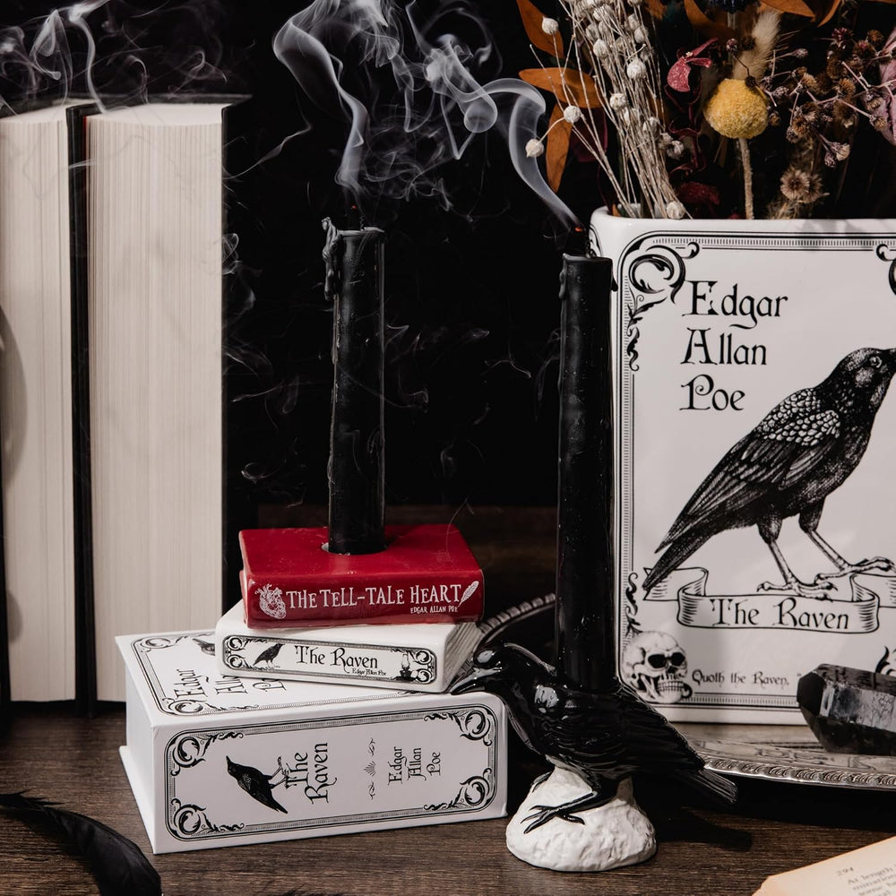 Steel Mill & Co. Ceramic Tapered Candle Holder Set of 2, The Raven
