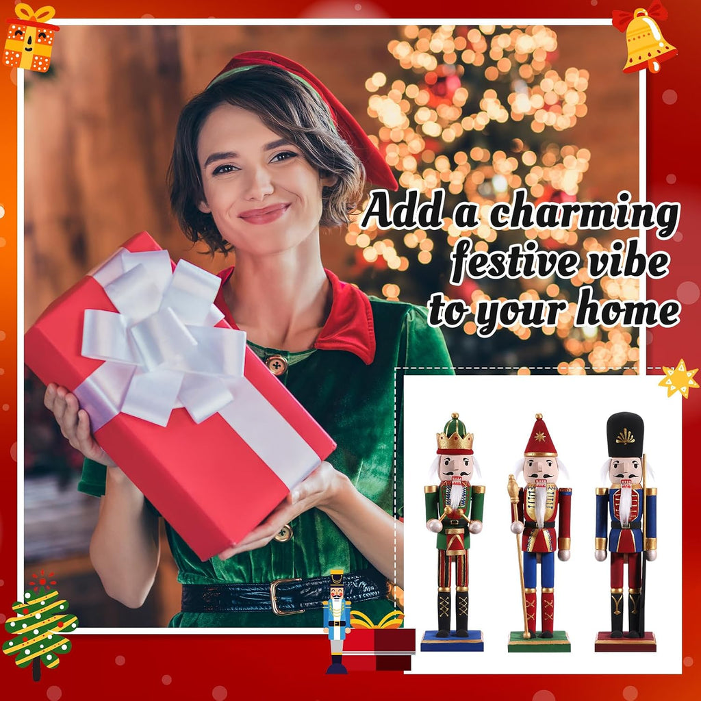 3 set large christmas wooden unfinished nutcracker, package contents