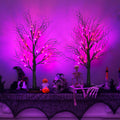 [Timer] 2 Pack Halloween Decorations Indoor, 24 Inch Lighted Black Halloween Tree with 24 Orange & Purple Lights, USB or Battery Powered Spooky Tabletop Tree for Home, Party, Fireplace & Holiday Decor