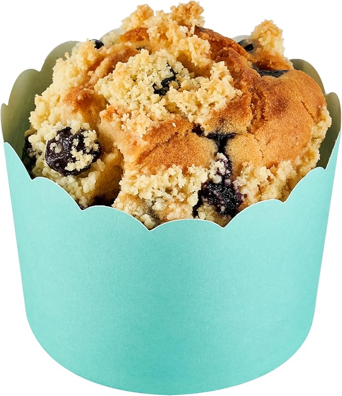 Panificio 10 Ounce Cupcake Wrappers, 200 Scalloped Baking Cups - Oven-Ready, Greaseproof, Turquoise Paper Cupcake Liners, Disposable, For Birthdays, Baby Showers, Or Weddings - Restaurantware (200 Pack)