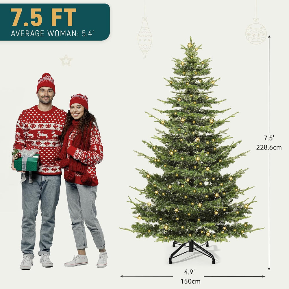 YITAHOME 7.5ft Prelit Aspen Fir Artificial Christmas Tree with Remote