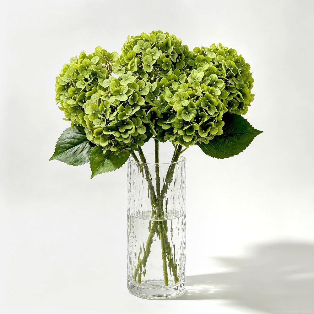 5Pcs Latex Real Touch Hydrangea Fake Flowers, 24.5 Inch, Green