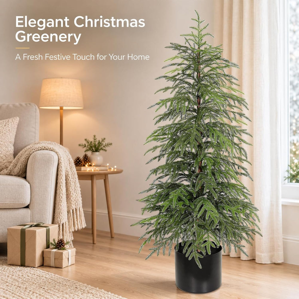 4FT Norfolk Pine Christmas Tree 2Pack, Soft Touch Potted Artificial Trees