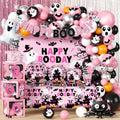 Happy Booday Party Decorations, Pink Halloween Birthday Decorations for 24