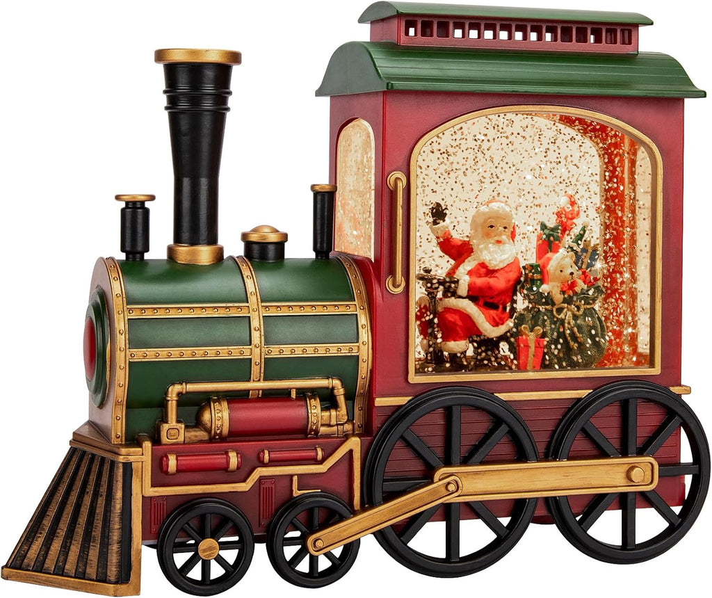Christmas Train Snow Globe with Music and Lights, Musical Snow Globe Lantern for Holiday Decor, Battery/USB Powered with Auto Timer for Home Holiday Decoration Gift