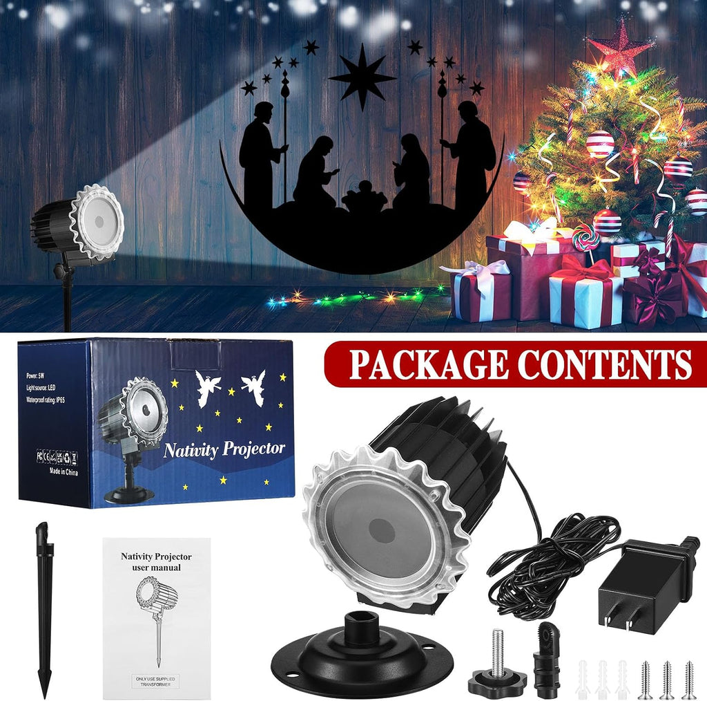 christmas nativity projector light outdoor rotating led flood, close-up detail