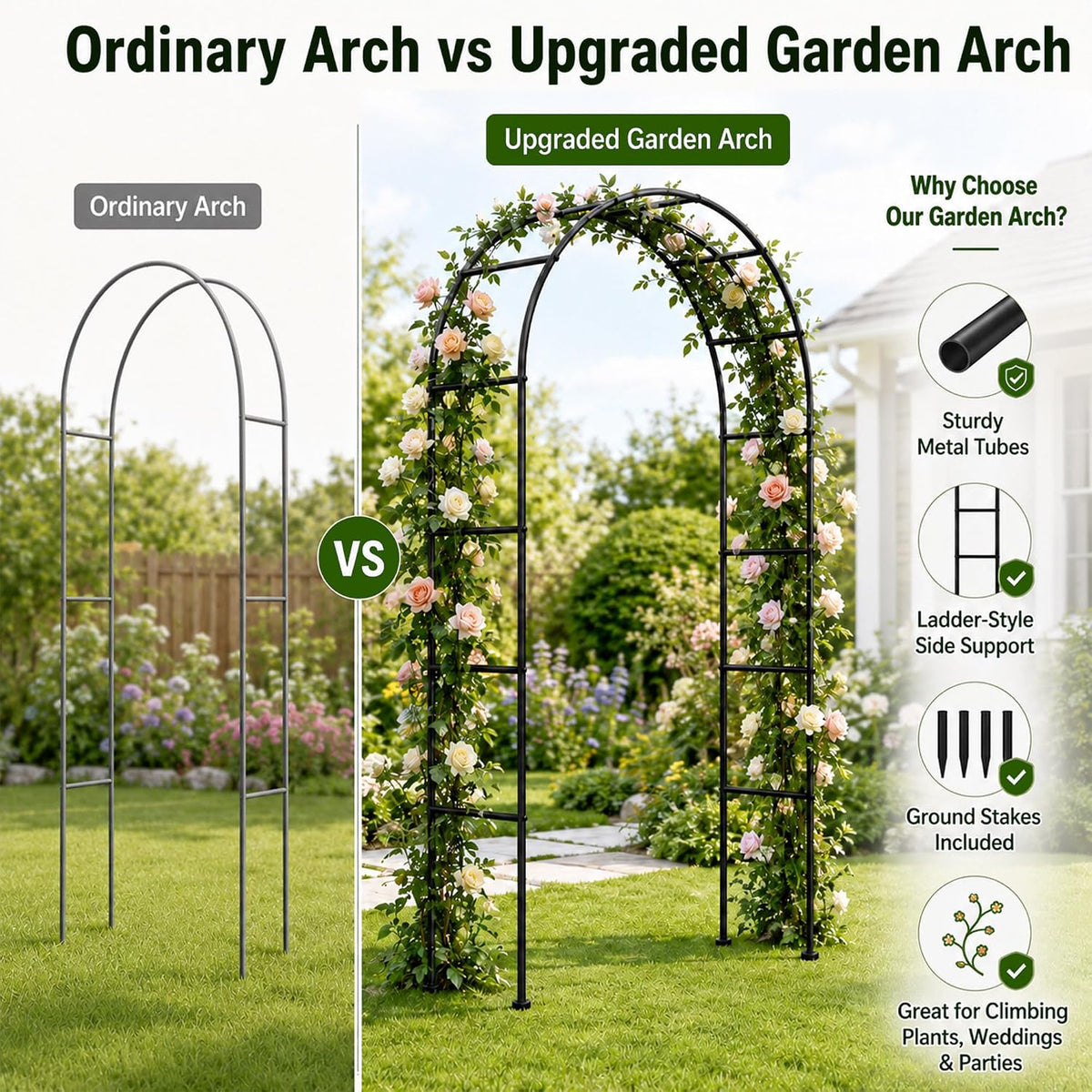 sunlph thickness metal garden arch trellis for climbing, close-up detail