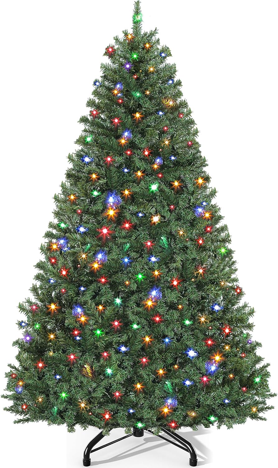 DWVO 6FT Pre-Lit Artificial Christmas Tree Green 1000 Tips 250 LED Lights