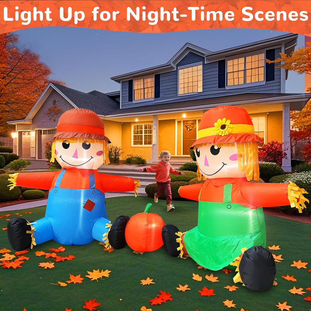 6ft fall thanksgiving inflatables outdoor decorations with built-in showing dimensions