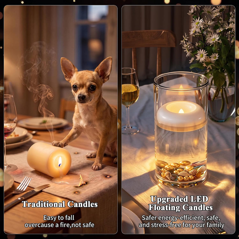Rechargeable Flameless Floating Candles, Waterproof Tea lights, 6 Pack