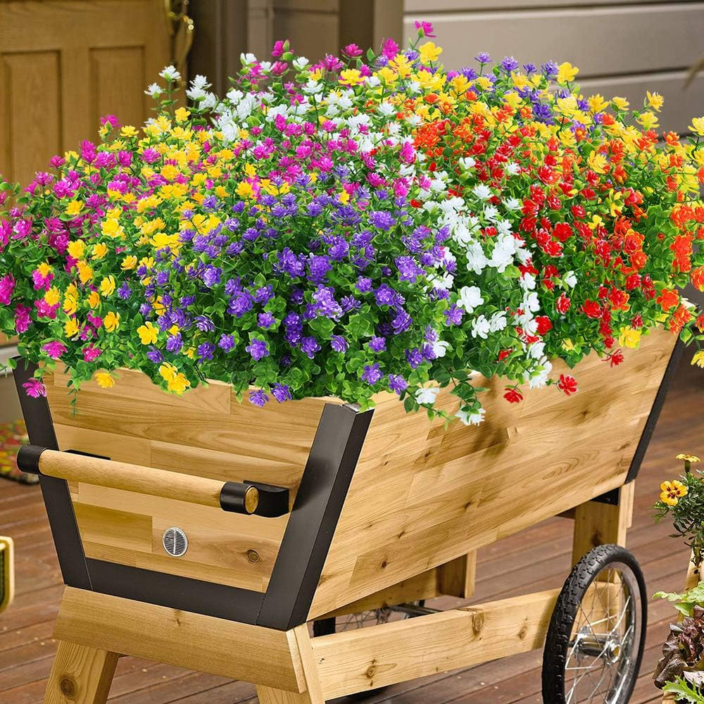 24 Bundles Outdoor Artificial Flowers UV Resistant Fake Boxwood Plants, Faux ...