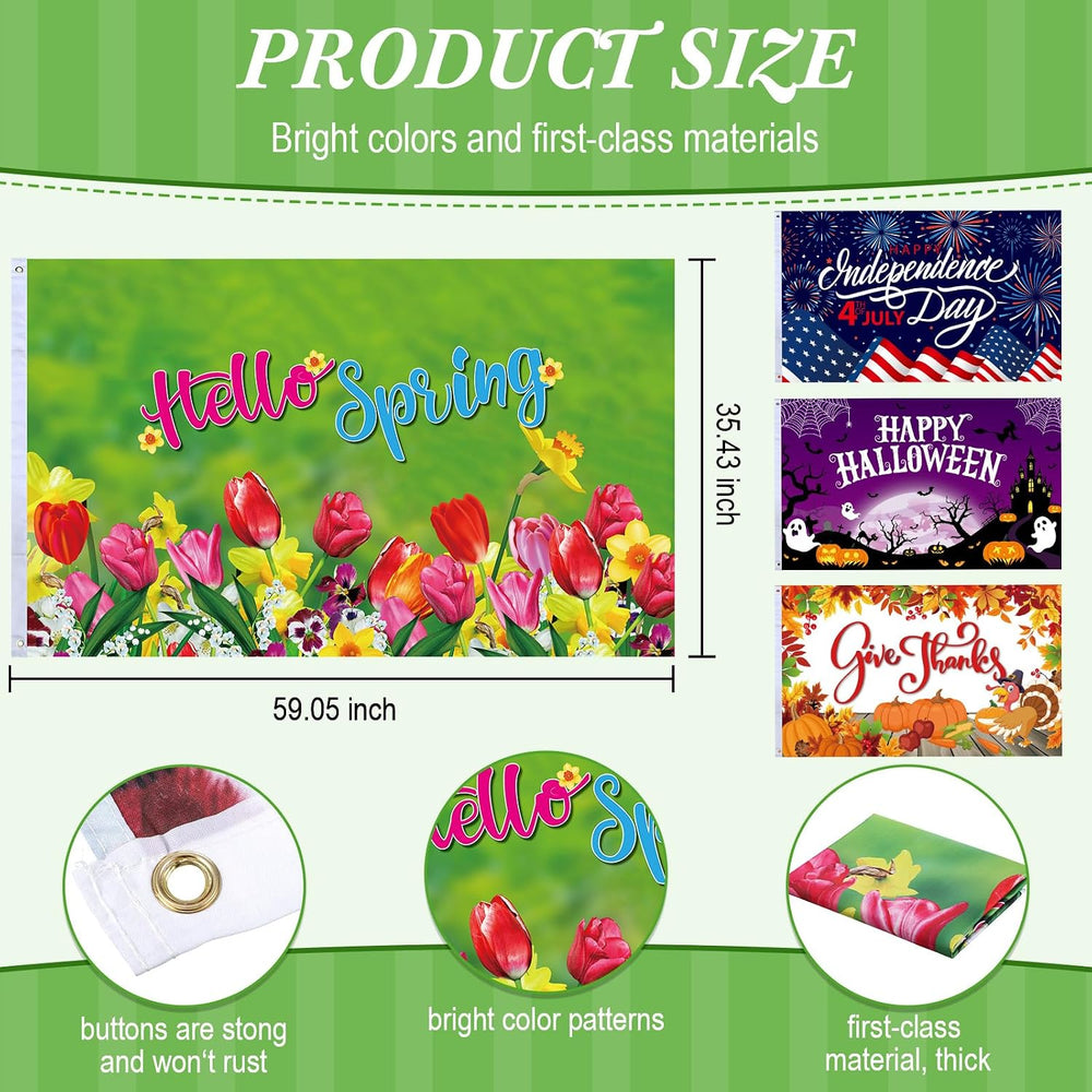 SmoothNovelty 12 Pcs Seasonal Garden Flags for Outside, 3 x 5 ft, Classic