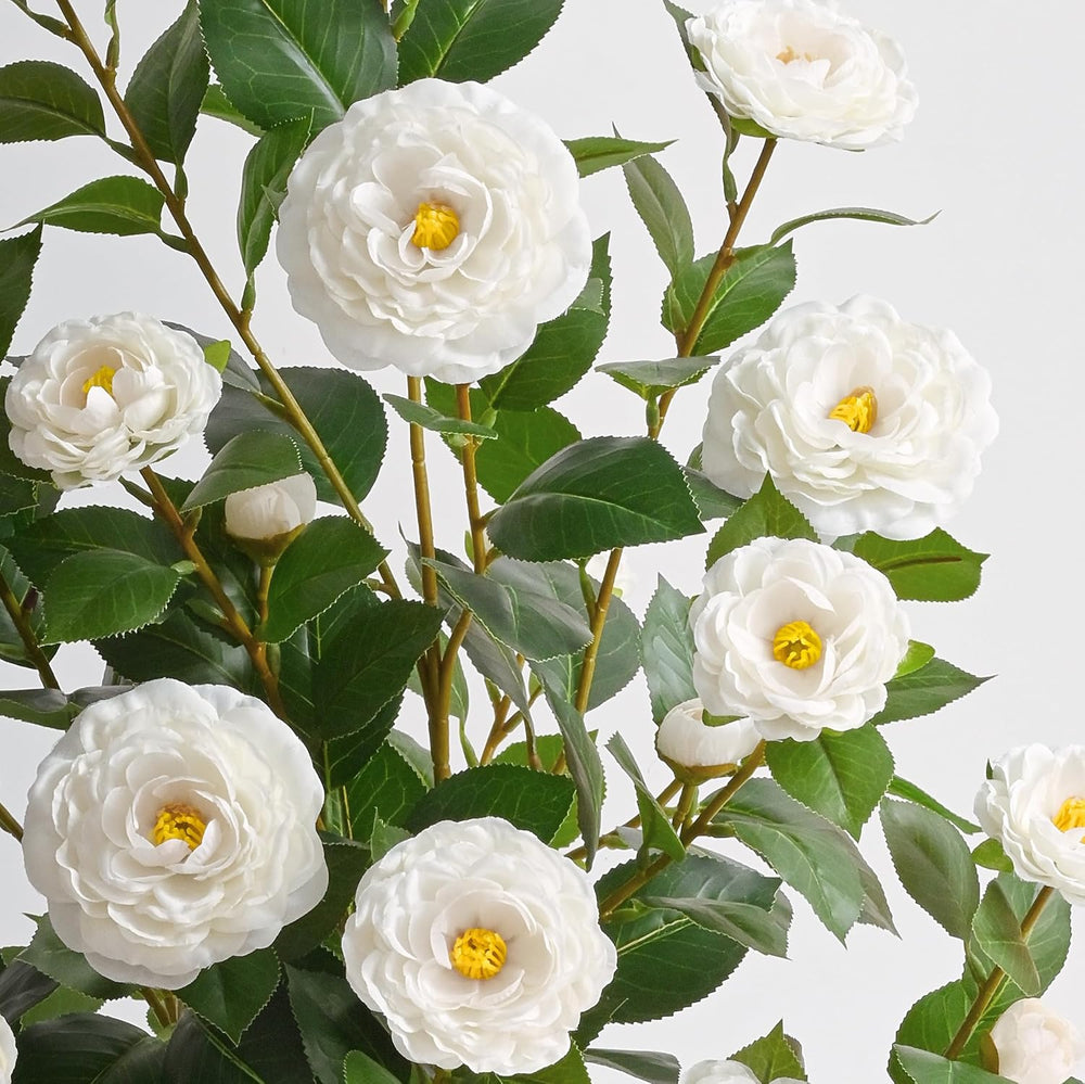 2 Pack 5 FT Artificial Camellia Tree, Artificial Tree Plants Outdoor