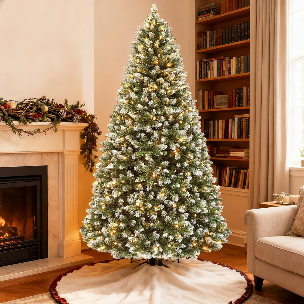 Hykolity 6 ft Partially Flocked Christmas Tree with 1,032 Branch Tips
