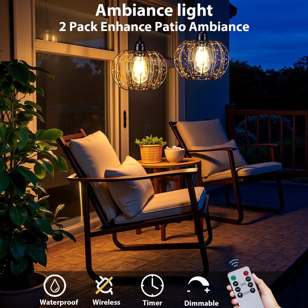 Battery Operated Hanging Chandelier Outdoor, Set of 2 with Remote, No Wiring,...