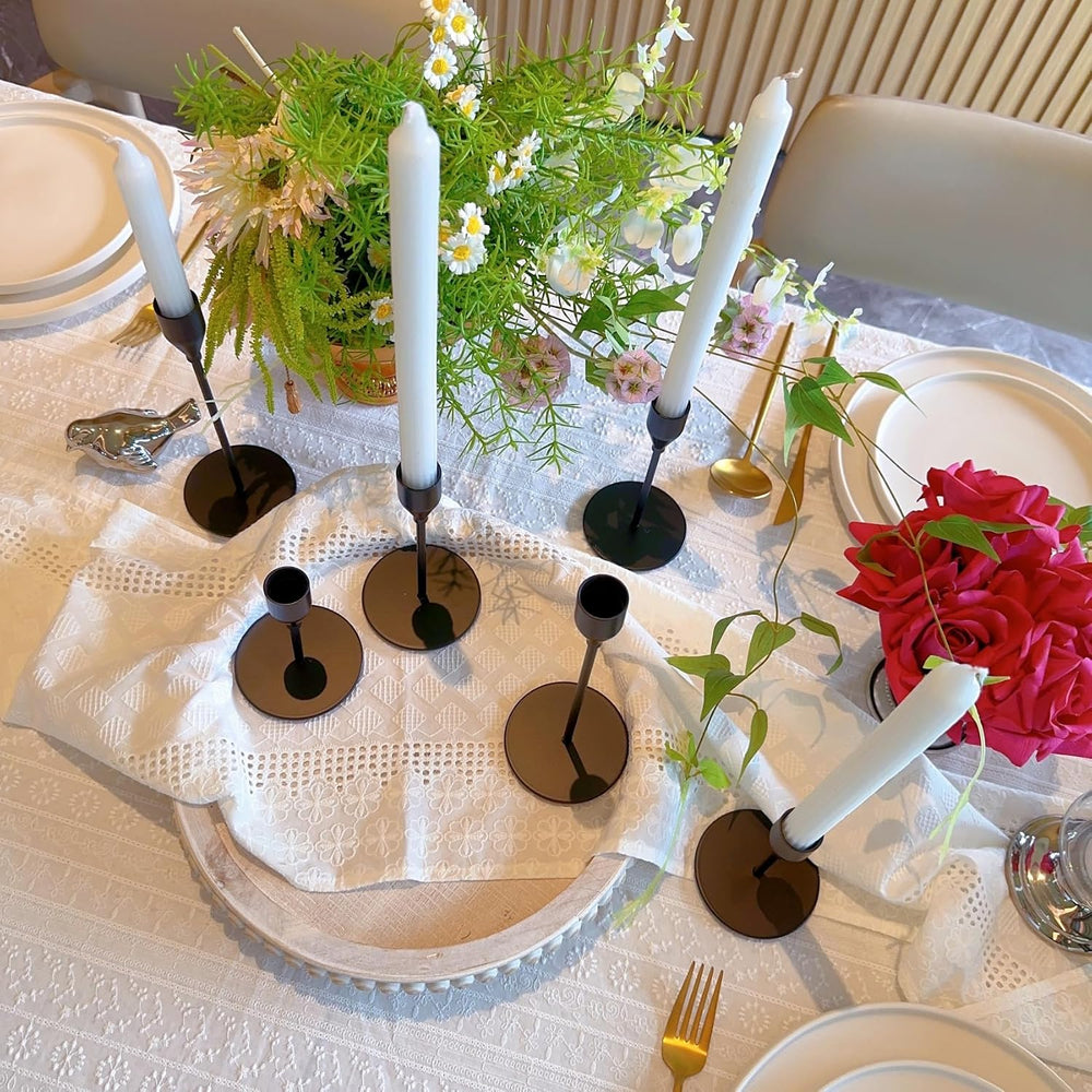 Black Candlestick Holders, Metal Taper Candle Holders,Bulk Set of 27