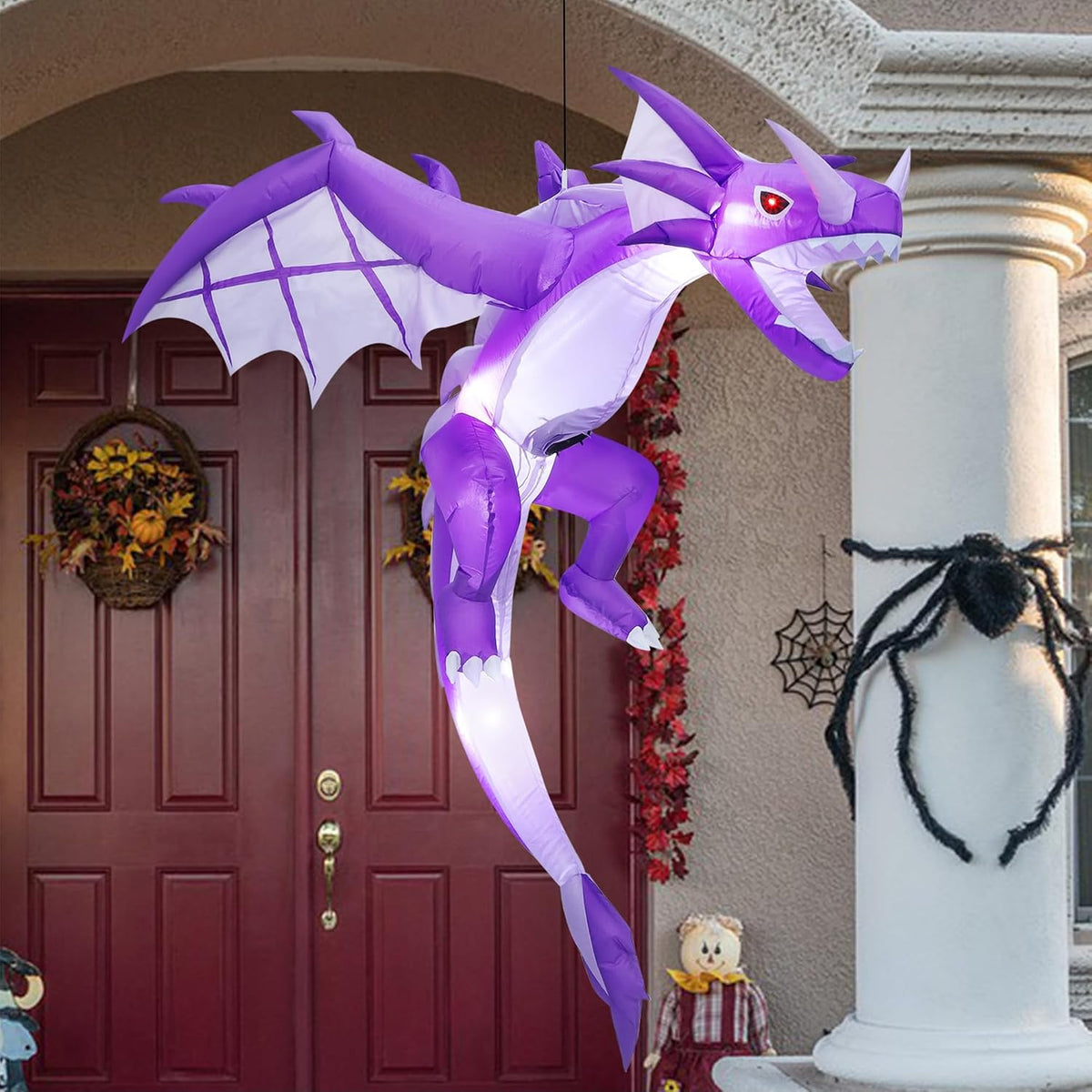 atdawn inflatable halloween decorations inflatables dragon, lighted blow showing dimensions