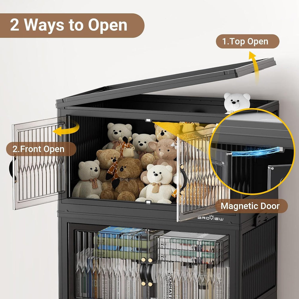 BROVIEW 400Qt Stackable Storage Bins with Lid, Extra Large Closet Organizer C...