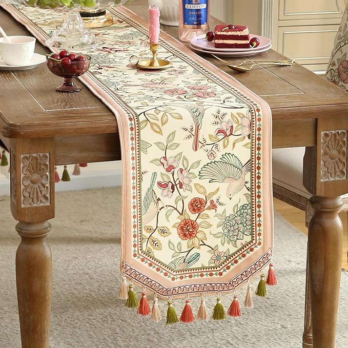 patdrea Velvet French Table Runner Farmhouse for Home Kitchen Dining Decor Parties Family Dinners Wedding 12"*102"
