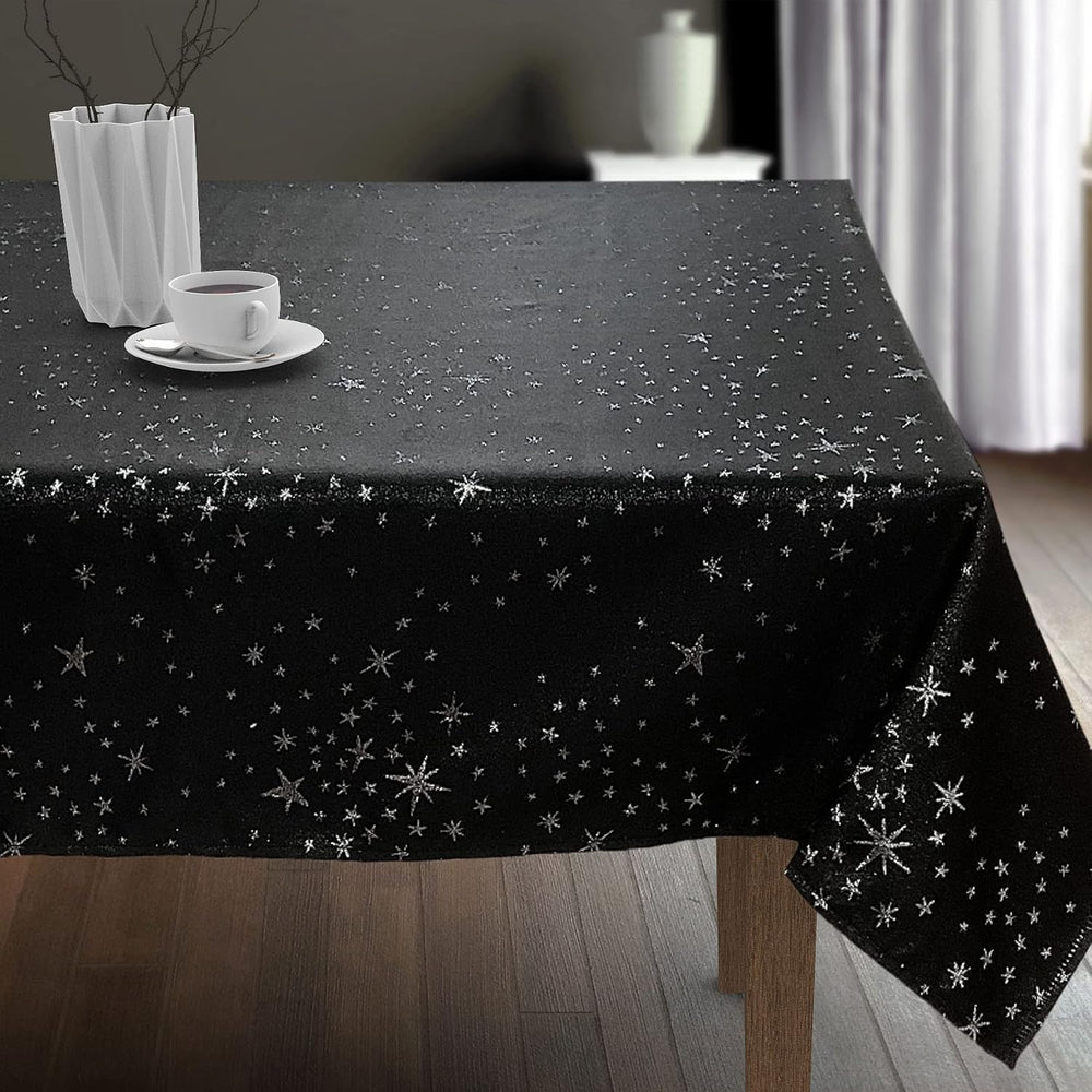 CAIT CHAPMAN HOME COLLECTION Shimmer Twinkling Stars Black Silver Metallic Wo...