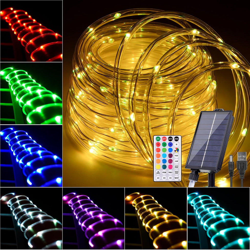 49FT Solar Rope Lights Outdoor Waterproof Trampoline Light Color Changing