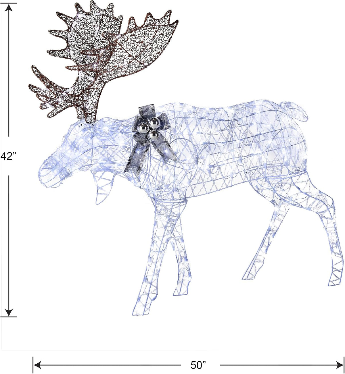 national tree company 50in pre-lit majestic moose christmas showing dimensions