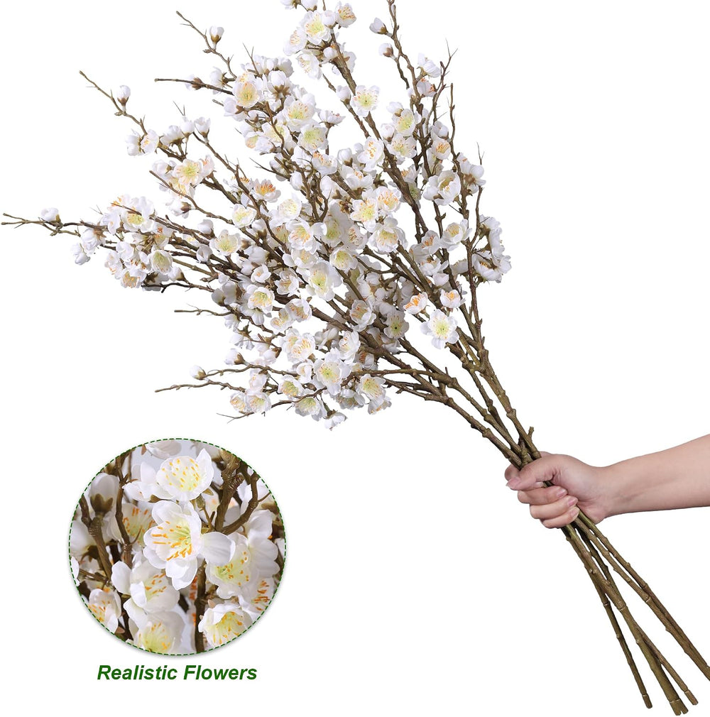 6 PCS Artificial Cherry Blossom Branches Spring Indoor Decoration, Faux Flowe...