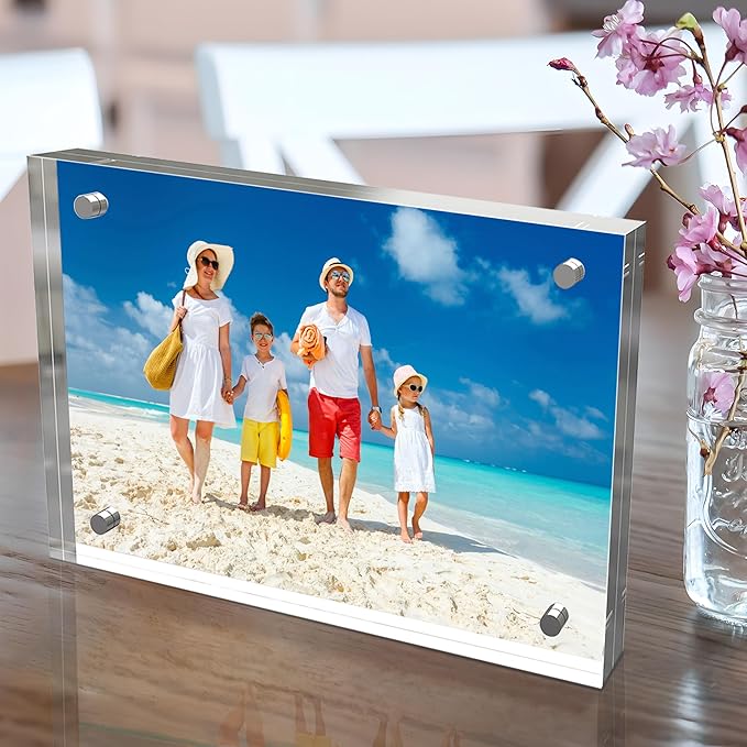 5x7 Inches Acrylic Picture Frames 3 Pack, Double Sided Magnetic Photo Frames,Free Standing on Desk or Table Clear Picture Frames