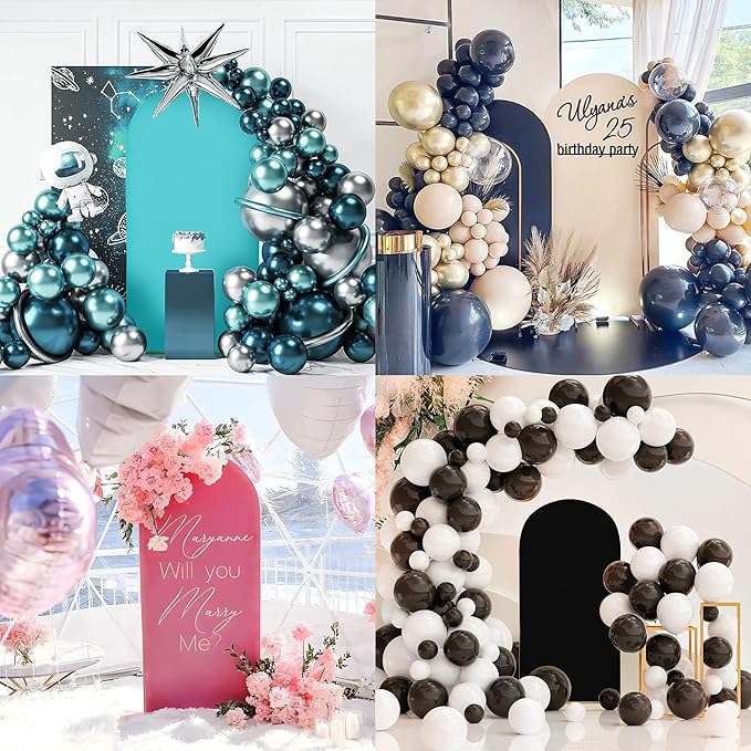 Wedding Arch Cover 7.2FT 6.6FT 6FT Arch Backdrop Cover Spandex Fitted Arch Cover for Round Top Chiara Backdrop Stand Covers for Wedding Birthday Party Baby Shower Banquet Ceremony Decoration (Set of 3)