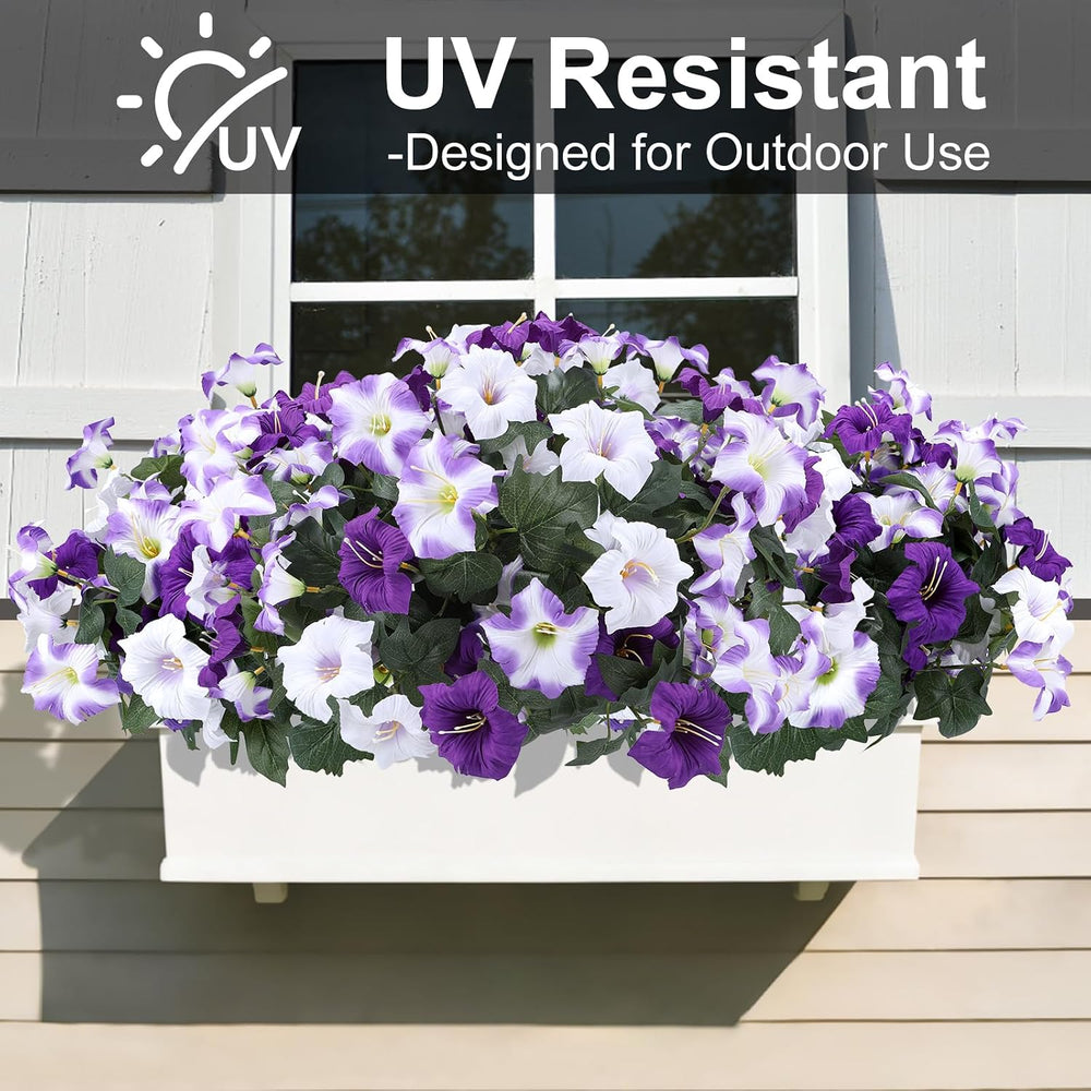 Geegoods Artificial Petunias Flowers for Outdoors, 8 Bundles UV Resistant
