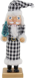 SARO LIFESTYLE Buffalo Plaid Nutcracker, 10", Black & White