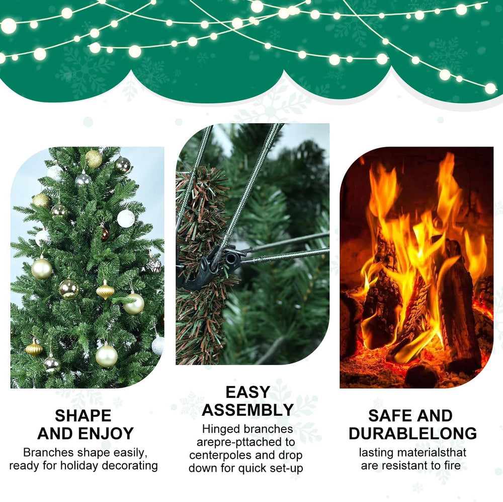 7FT Unlit Artificial Christmas Tree, 2272 PE/PVC Tips, Living Room