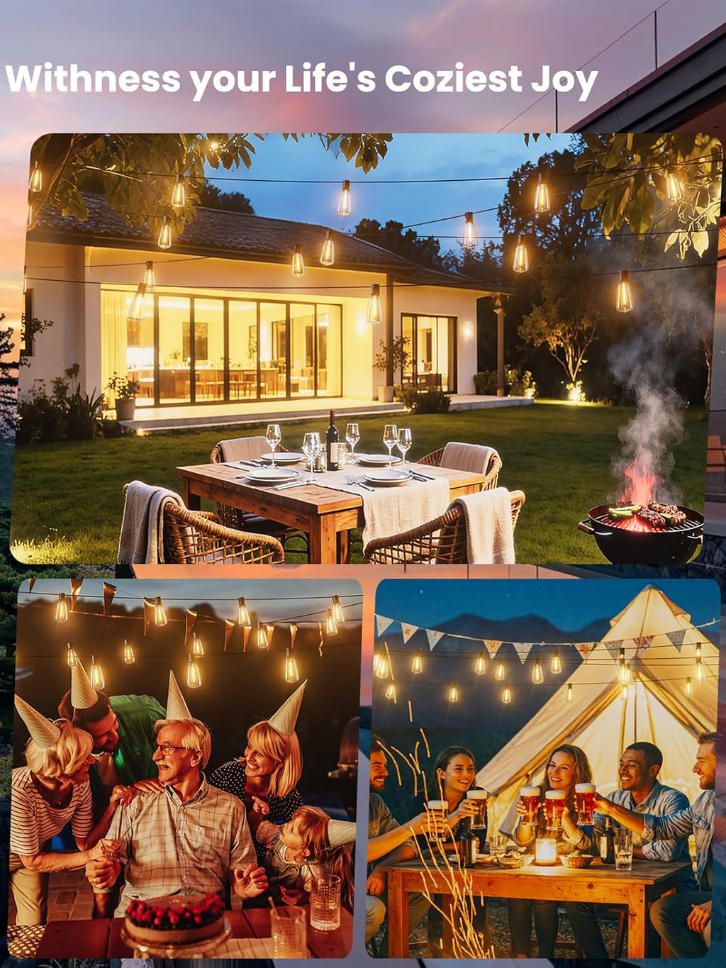 svater outdoor string lights 100 ft, outside led, package contents