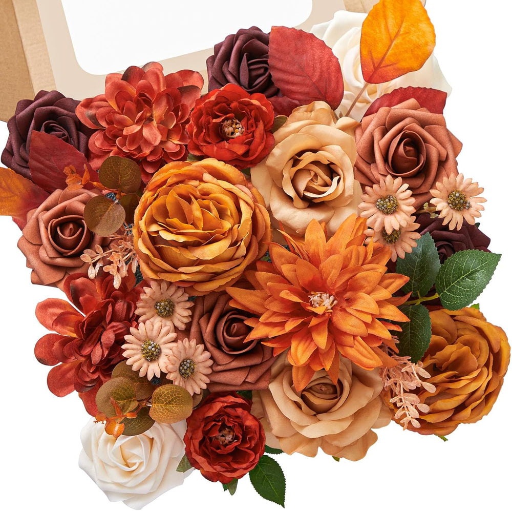 Artificial Fall Flowers Burnt Orange Silk Flowers for Wedding