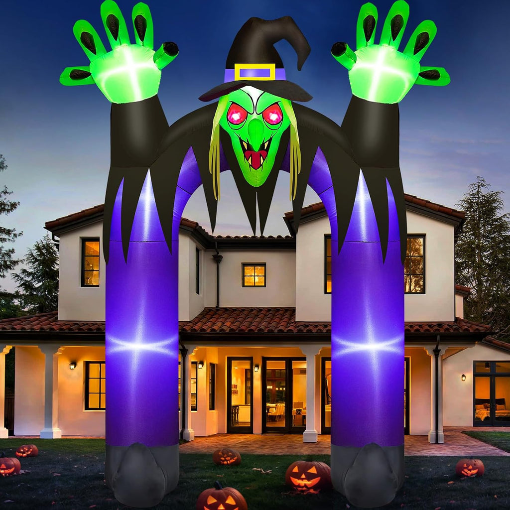 Danxilu 10FT Tall Halloween Inflatables Witch Archway Outdoor Decorations